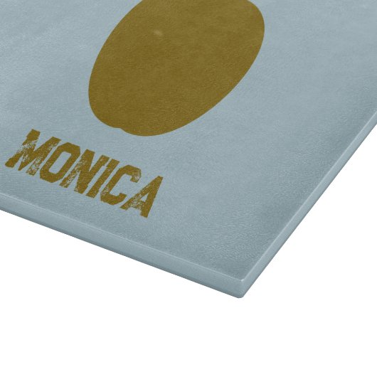 Blue green modern script name カッティングボード (角)