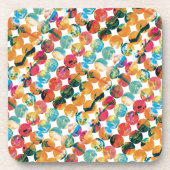 Blue Green Orange Grunge Circle Abstract Modern コースター (正面)