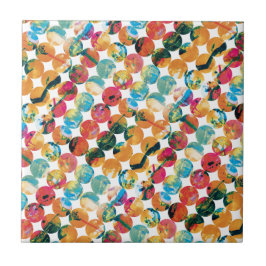 Blue Green Orange Grunge Circle Abstract Modern タイル