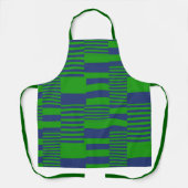 Blue Green Patchwork Stripes Design  エプロン (正面)
