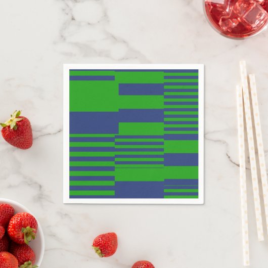 Blue Green Patchwork Stripes Design  スタンダードカクテルナプキン (インサイチュ)