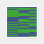 Blue Green Patchwork Stripes Design  スタンダードカクテルナプキン (正面)