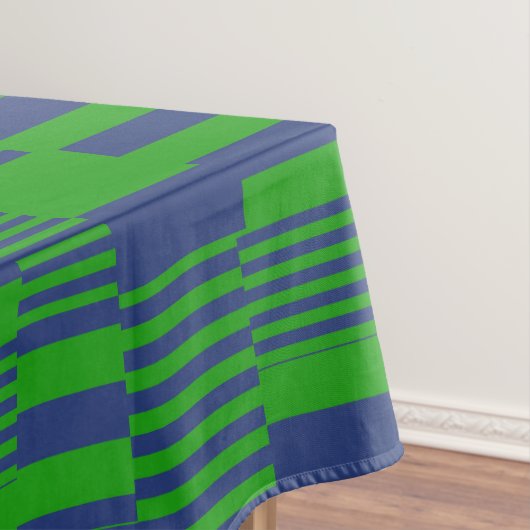Blue Green Patchwork Stripes Design  テーブルクロス (インサイチュ)