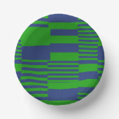 Blue Green Patchwork Stripes Design  ペーパーボウル (正面)