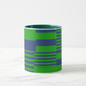 Blue Green Patchwork Stripes Design  マグカップ (中央)