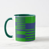 Blue Green Patchwork Stripes Design  マグカップ (左)