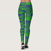 Blue Green Patchwork Stripes Design  レギンス (裏面)