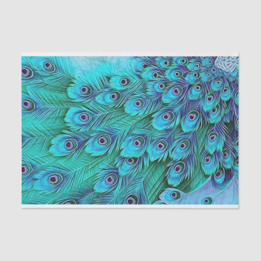 Blue Green Peacock Tissue Paper 薄葉紙 (正面)