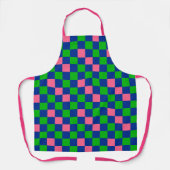 Blue Green Pink Checkered Pattern Design  エプロン (正面)