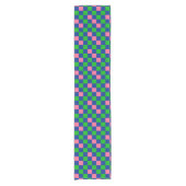 Blue Green Pink Checkered Pattern Design  ショートテーブルランナー (正面)
