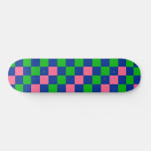 Blue Green Pink Checkered Pattern Design  スケートボード (横)