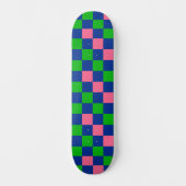 Blue Green Pink Checkered Pattern Design  スケートボード (正面)