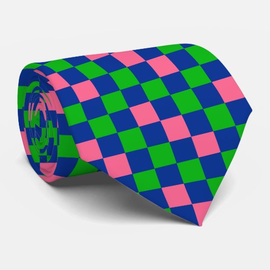 Blue Green Pink Checkered Pattern Design  ネクタイ (ロール)