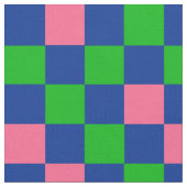 Blue Green Pink Checkered Pattern Design  ファブリック (クローズアップ)