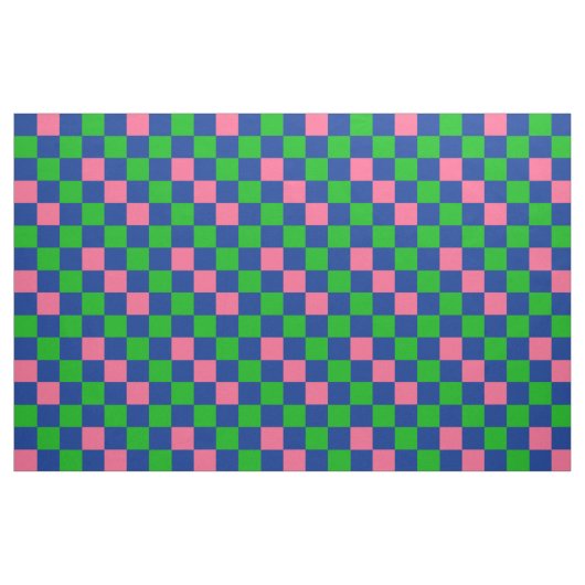 Blue Green Pink Checkered Pattern Design  ファブリック (ファットクウォーター)
