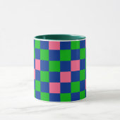 Blue Green Pink Checkered Pattern Design  マグカップ (中央)