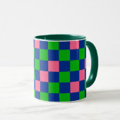 Blue Green Pink Checkered Pattern Design  マグカップ (正面右)