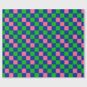 Blue Green Pink Checkered Pattern Design  ラッピングペーパー (フラット)