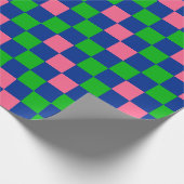 Blue Green Pink Checkered Pattern Design  ラッピングペーパー (角)