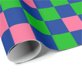 Blue Green Pink Checkered Pattern Design  ラッピングペーパー (ロールコーナー)