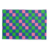 Blue Green Pink Checkered Pattern Design  枕カバー (裏面)
