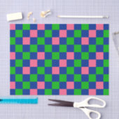 Blue Green Pink Checkered Pattern Design  薄葉紙 (クラフト)
