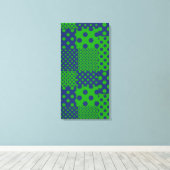 Blue Green Polka Dots Patchwork  キャンバスプリント (インサイチュ (ウッドフロア))