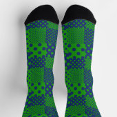 Blue Green Polka Dots Patchwork  ソックス (上部)