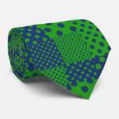 Blue Green Polka Dots Patchwork  ネクタイ (ロール)