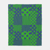 Blue Green Polka Dots Patchwork  フリースブランケット (正面)