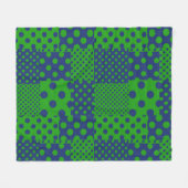 Blue Green Polka Dots Patchwork  フリースブランケット (正面(横))
