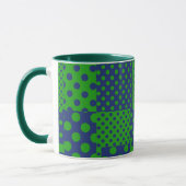 Blue Green Polka Dots Patchwork  マグカップ (左)