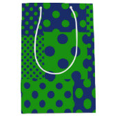 Blue Green Polka Dots Patchwork  ミディアムペーパーバッグ (正面)
