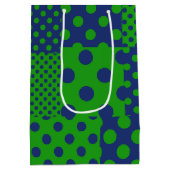 Blue Green Polka Dots Patchwork  ミディアムペーパーバッグ (裏面)