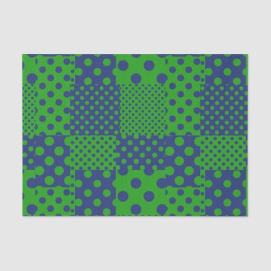 Blue Green Polka Dots Patchwork  薄葉紙 (正面)