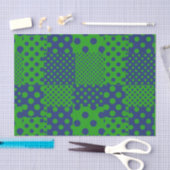 Blue Green Polka Dots Patchwork  薄葉紙 (クラフト)