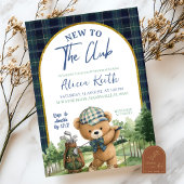 Blue Green Preppy Golf Bear Baby Shower Invitation 招待状
