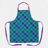 Blue Green Purple Checkered Pattern Design  エプロン (正面)