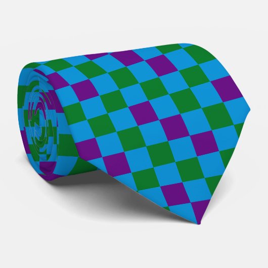 Blue Green Purple Checkered Pattern Design  ネクタイ (ロール)