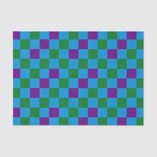Blue Green Purple Checkered Pattern Design  薄葉紙 (正面)