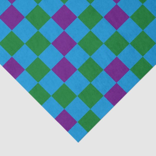 Blue Green Purple Checkered Pattern Design  薄葉紙 (詳細)