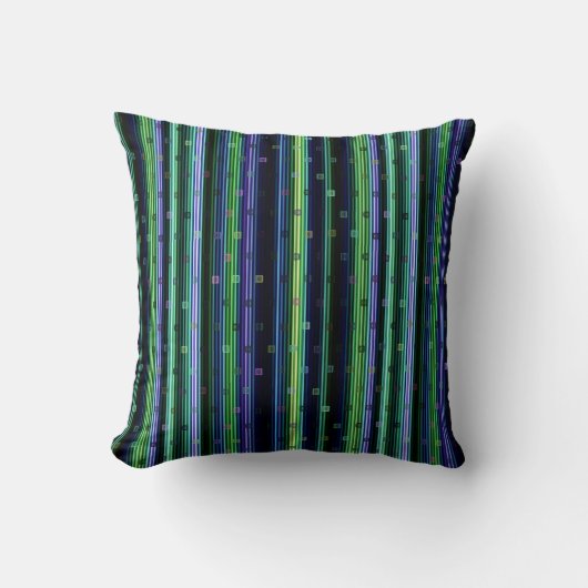 Blue, green, purple geometric with stripes クッション (正面)