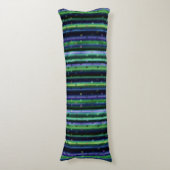Blue, green, purple geometric with stripes ボディピロー (正面縦)