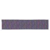 Blue, green, purple, pink squares with stripes ショートテーブルランナー (横)