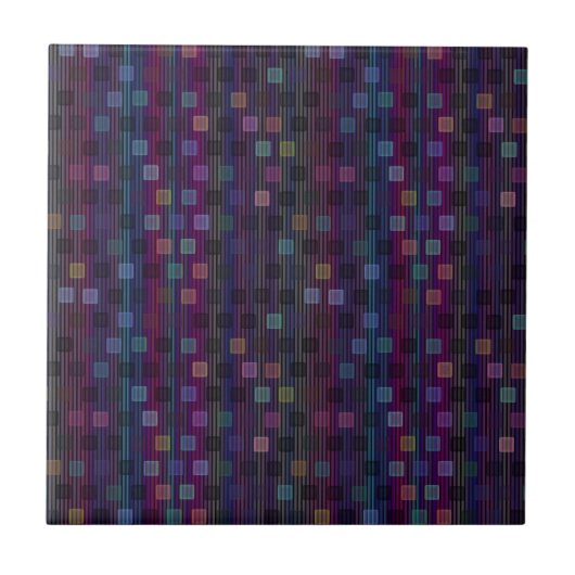 Blue, green, purple, pink squares with stripes タイル (正面)