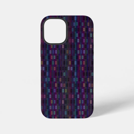 Blue, green, purple, pink squares with stripes iPhoneケース (裏面)