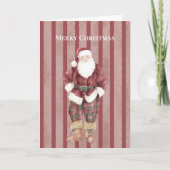 Blue Green Red Stripes Santa Christmas   カード (正面)