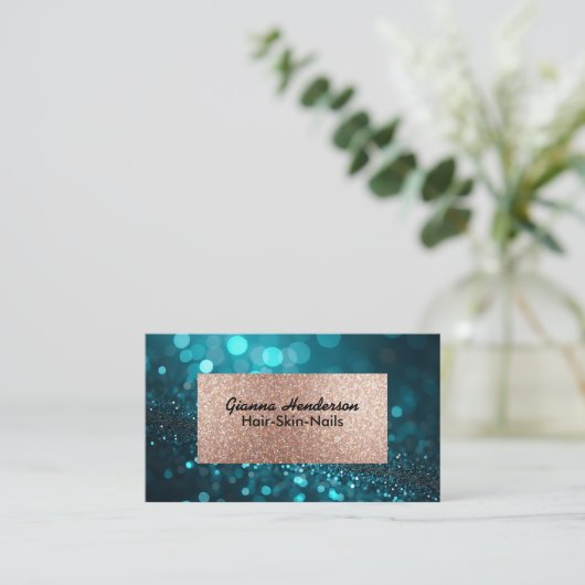 Blue Green Shiny Glitter And Gold  名刺 (スタンド正面)