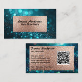 Blue Green Shiny Glitter And Gold  名刺 (正面/裏面)