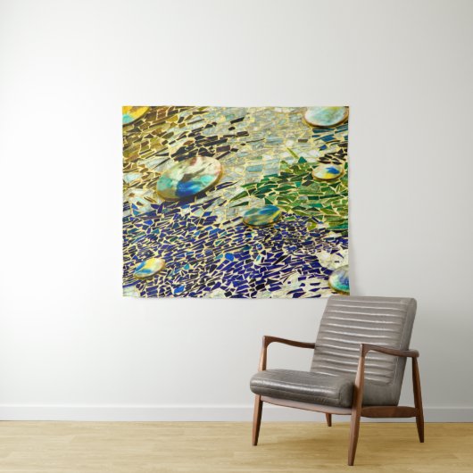 Blue Green Spanish Mosaic タペストリー (インサイチュ(横))